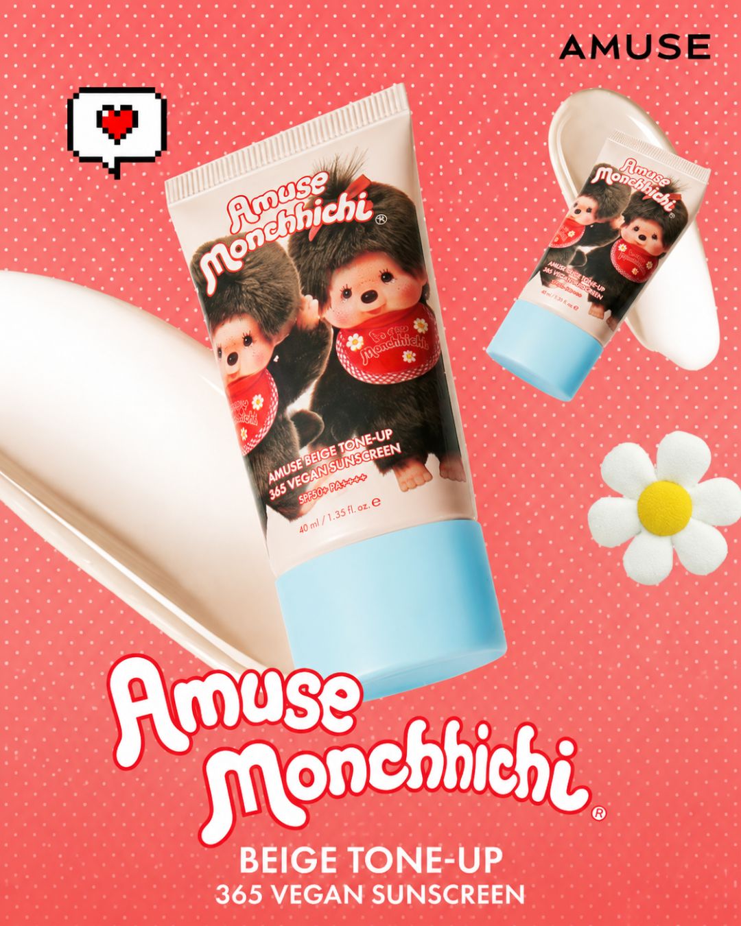 [PROMO] AMUSE x MONCHHICHI Beige Tone-Up 365 Vegan Sunscreen [Limited Edition]