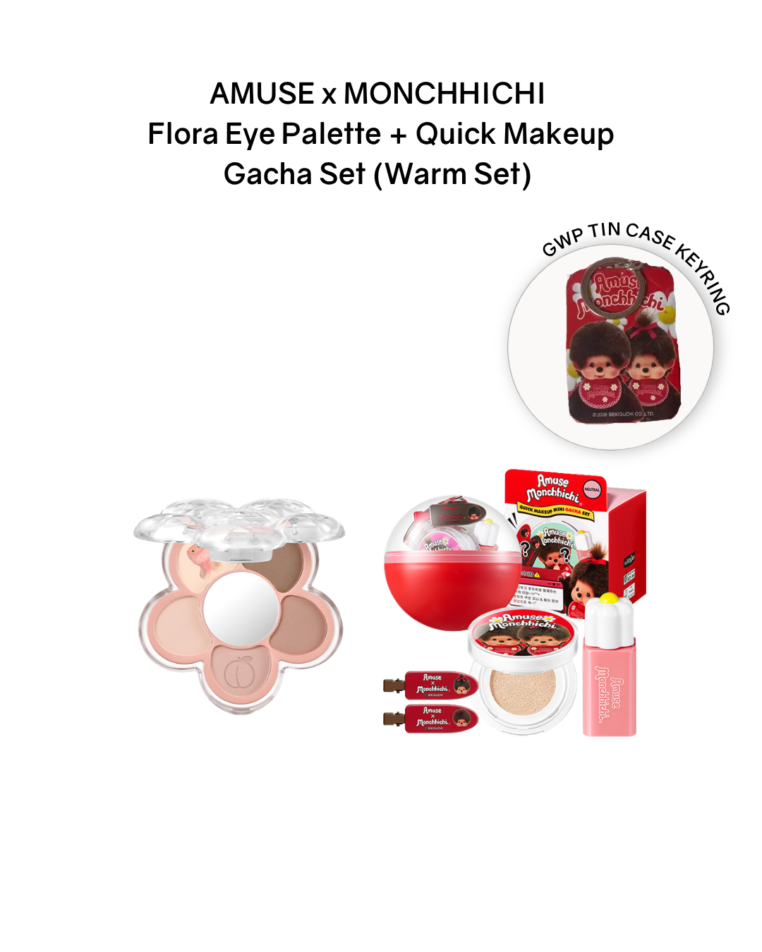 [PROMO] AMUSE x MONCHHICHI Flora Eye Palette + Quick Makeup Gacha Set (Warm/Cool)