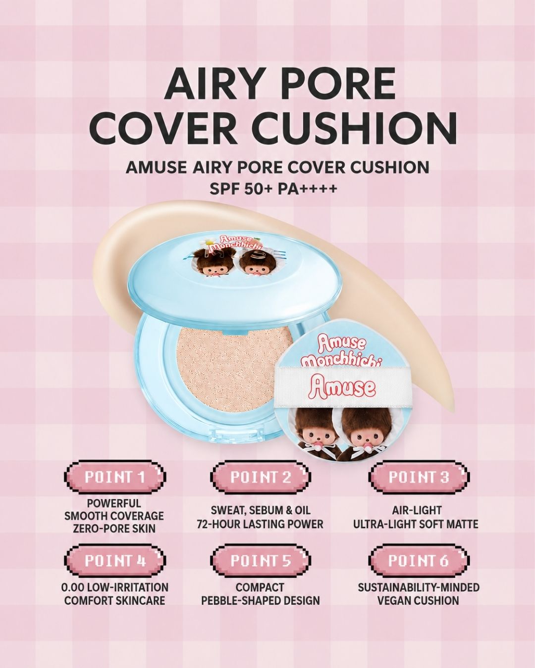 [PROMO] AMUSE x MONCHHICHI Airy Pore Cover Cushion [Limited Edition]