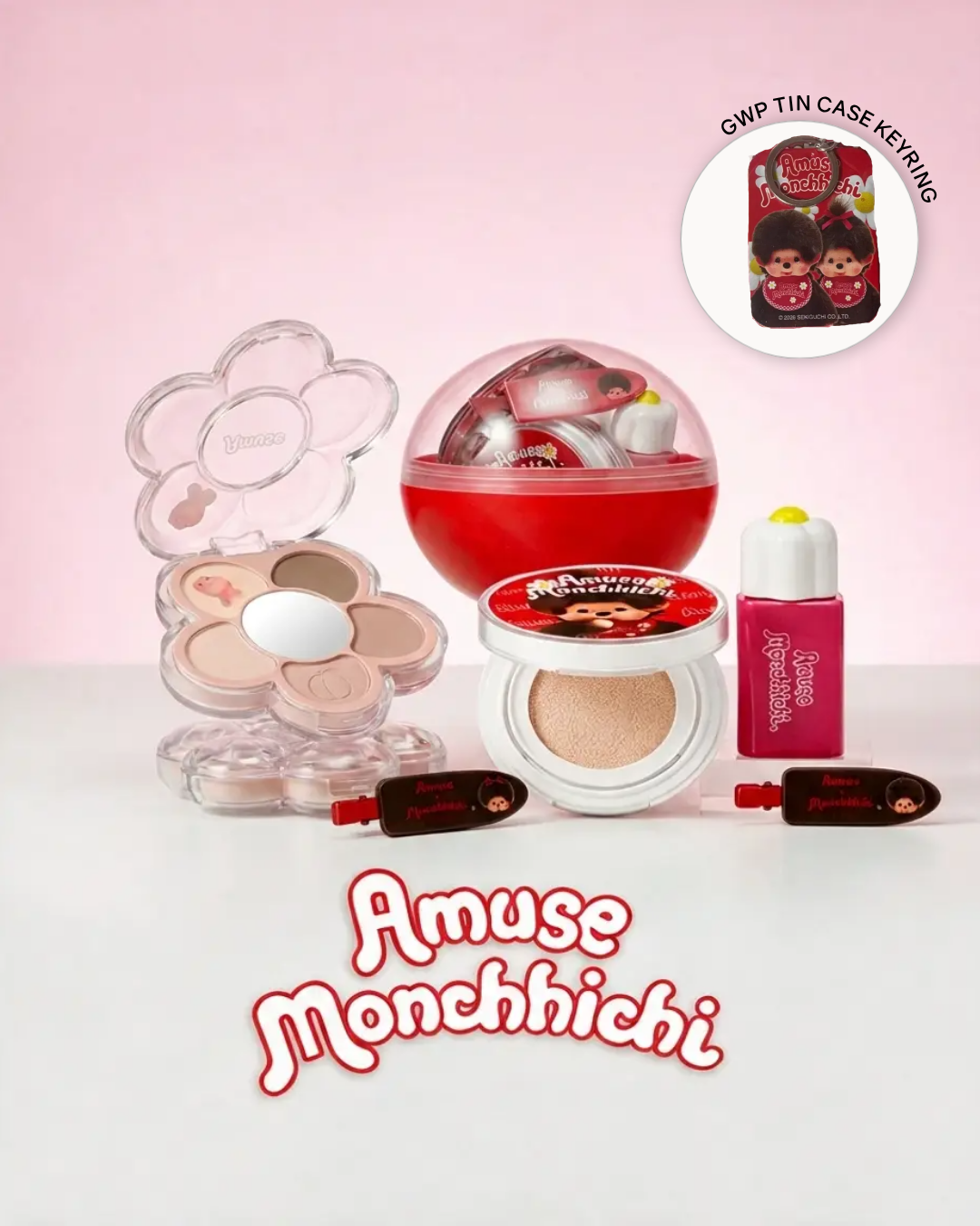 [PROMO] AMUSE x MONCHHICHI Flora Eye Palette + Quick Makeup Gacha Set (Warm/Cool)