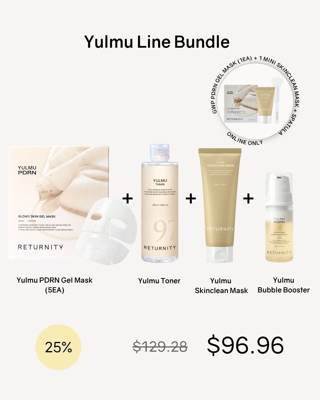 [PROMO] Returnity Yulmu Line Bundle (Yulmu Skinclean Mask + Gel Mask (5EA) + Toner + Bubble Booster)